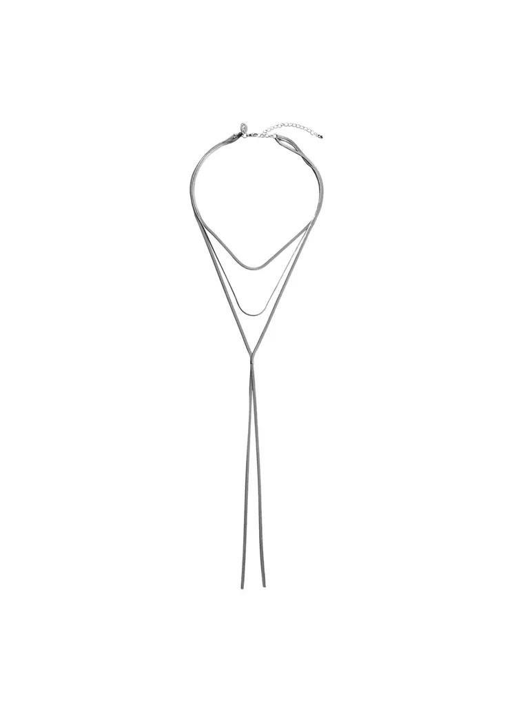 Silver Mixed Waterfall Necklace, Silver, medium