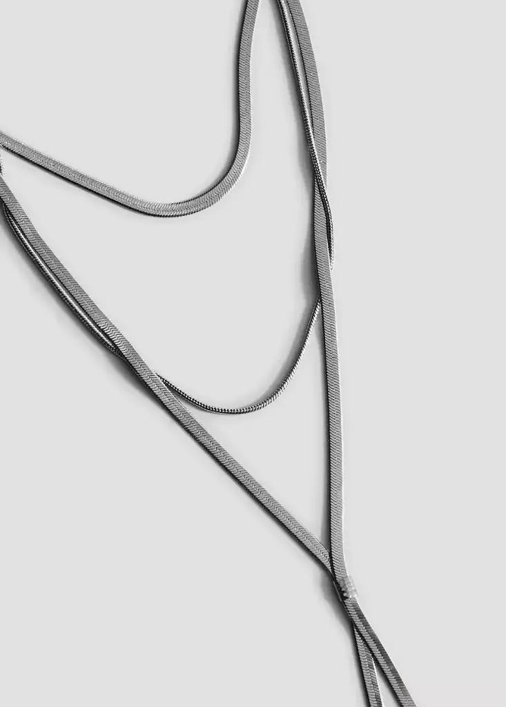 Silver Mixed Waterfall Necklace, Silver, medium