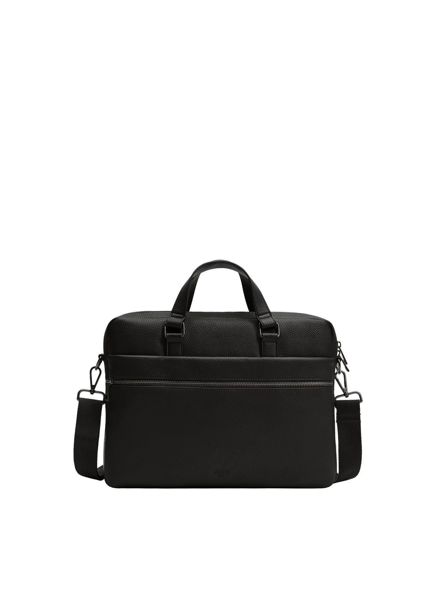 black External pocket tote briefcase, , large image number 0