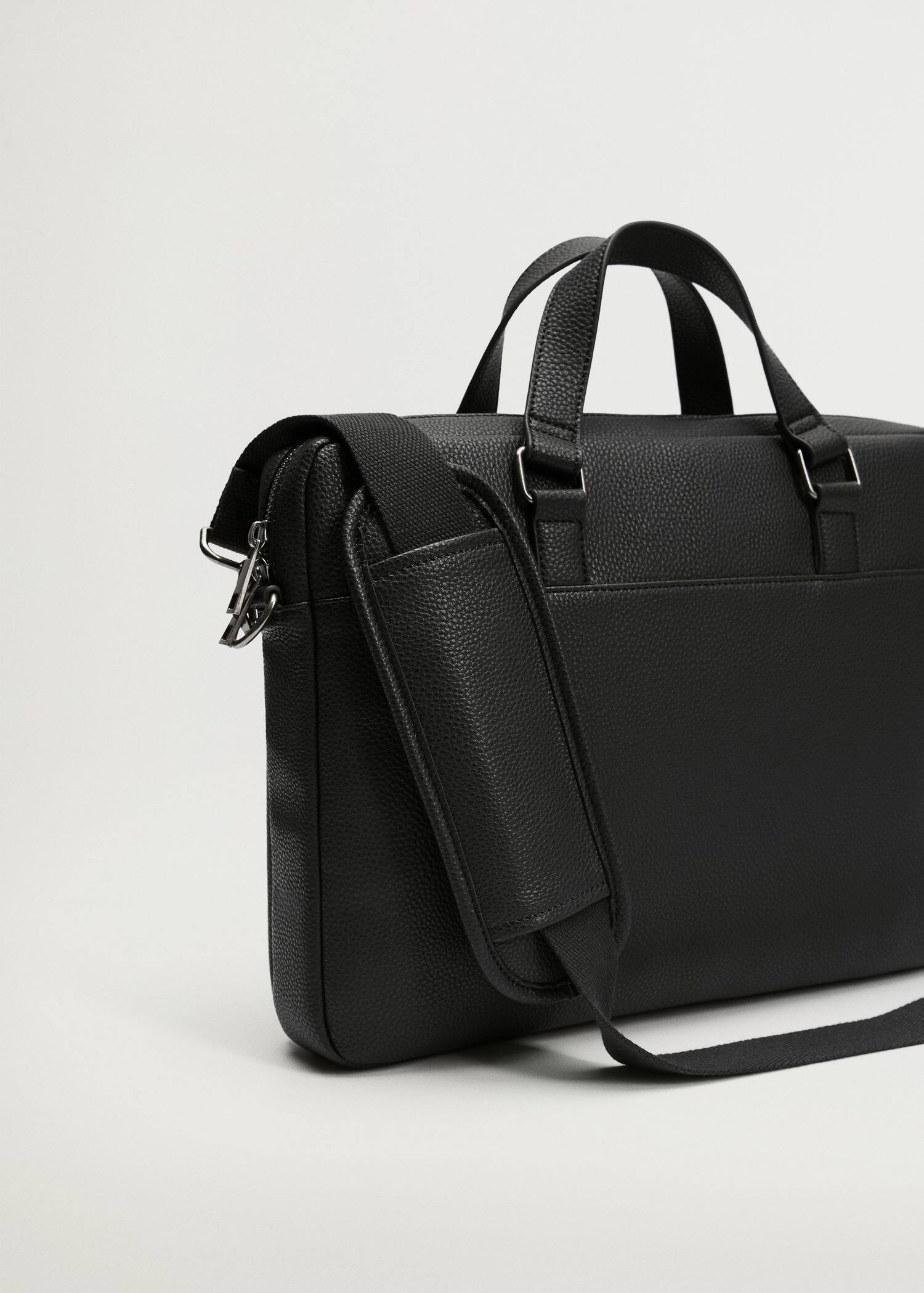 black External pocket tote briefcase, , large image number 1