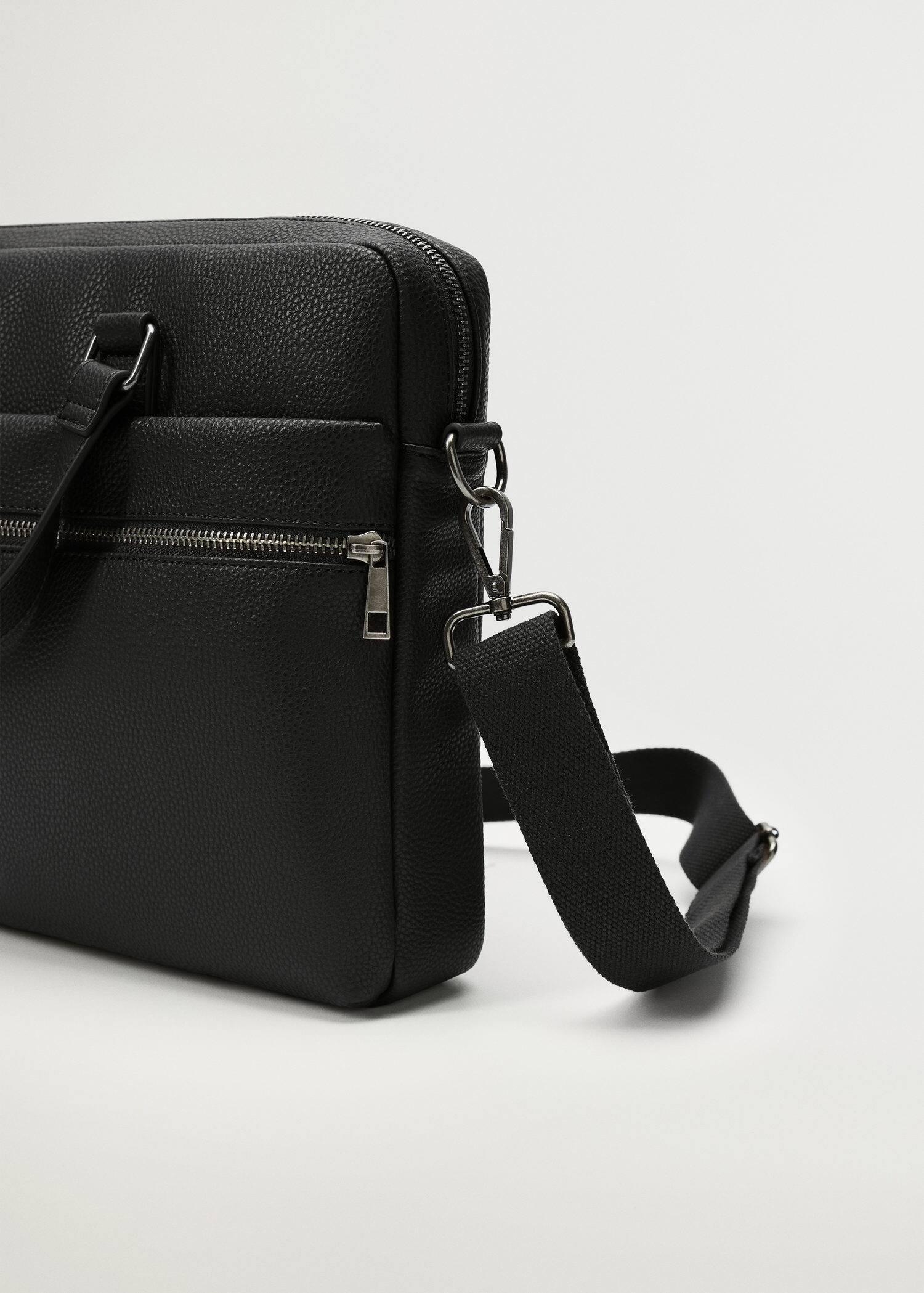 black External pocket tote briefcase, , large image number 3