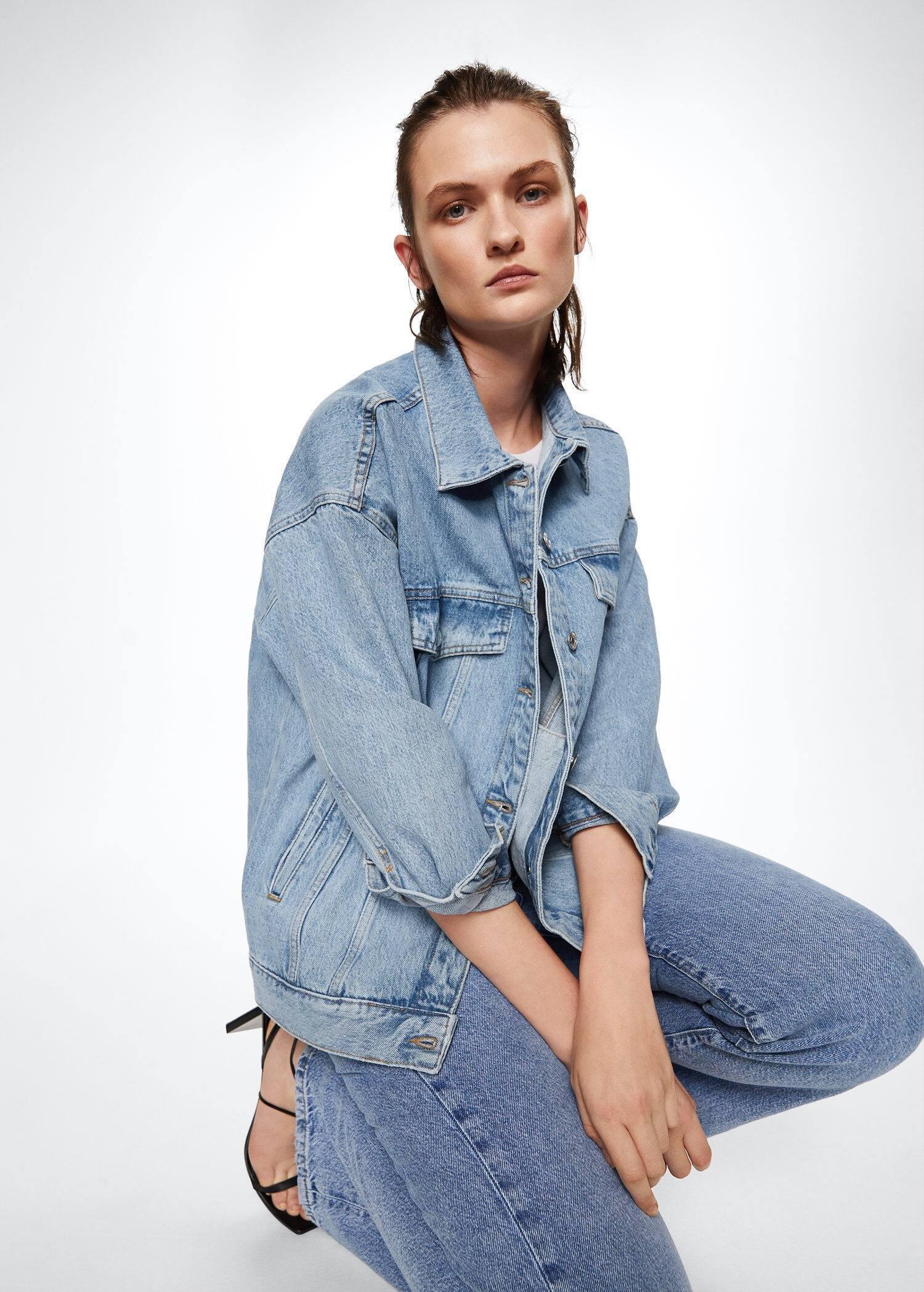 open blue Oversize denim jacket, , large image number 2