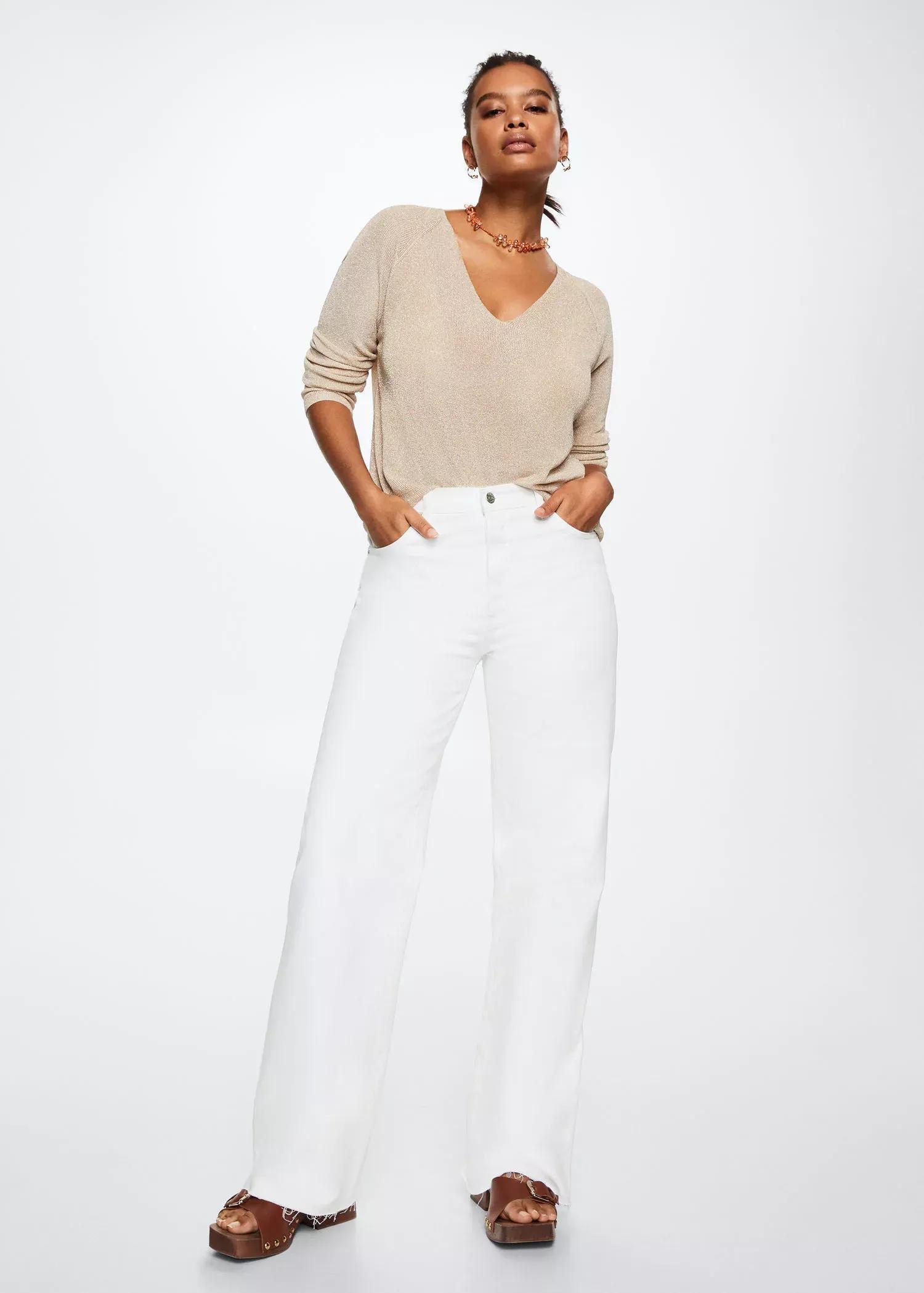 White High-Rise Wideleg Jeans, , large image number 1