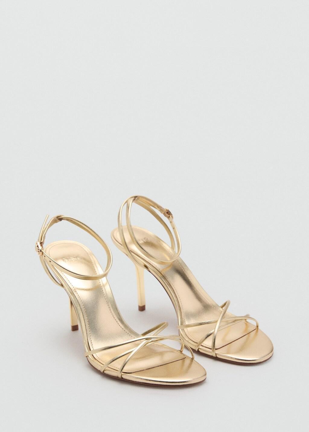 Gold Heeled Sandal With Crossed Straps, Gold, large image number 0