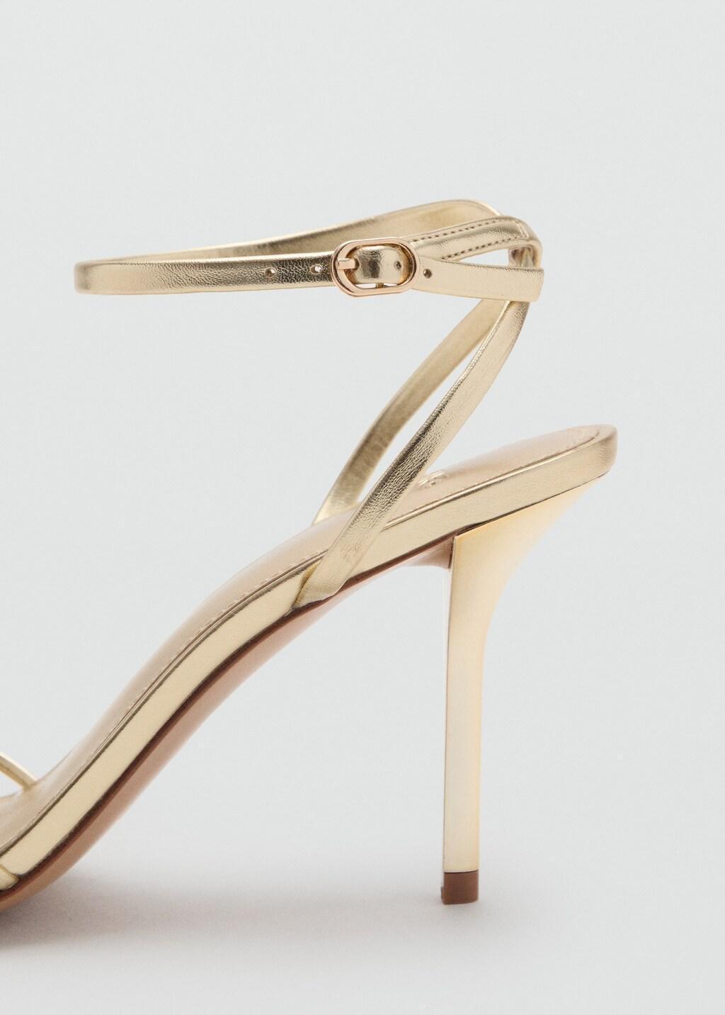 Gold Heeled Sandal With Crossed Straps, Gold, large image number 1