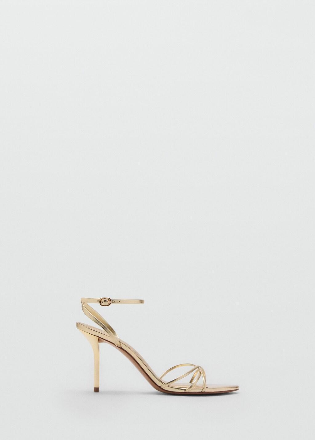 Gold Heeled Sandal With Crossed Straps, Gold, large image number 3