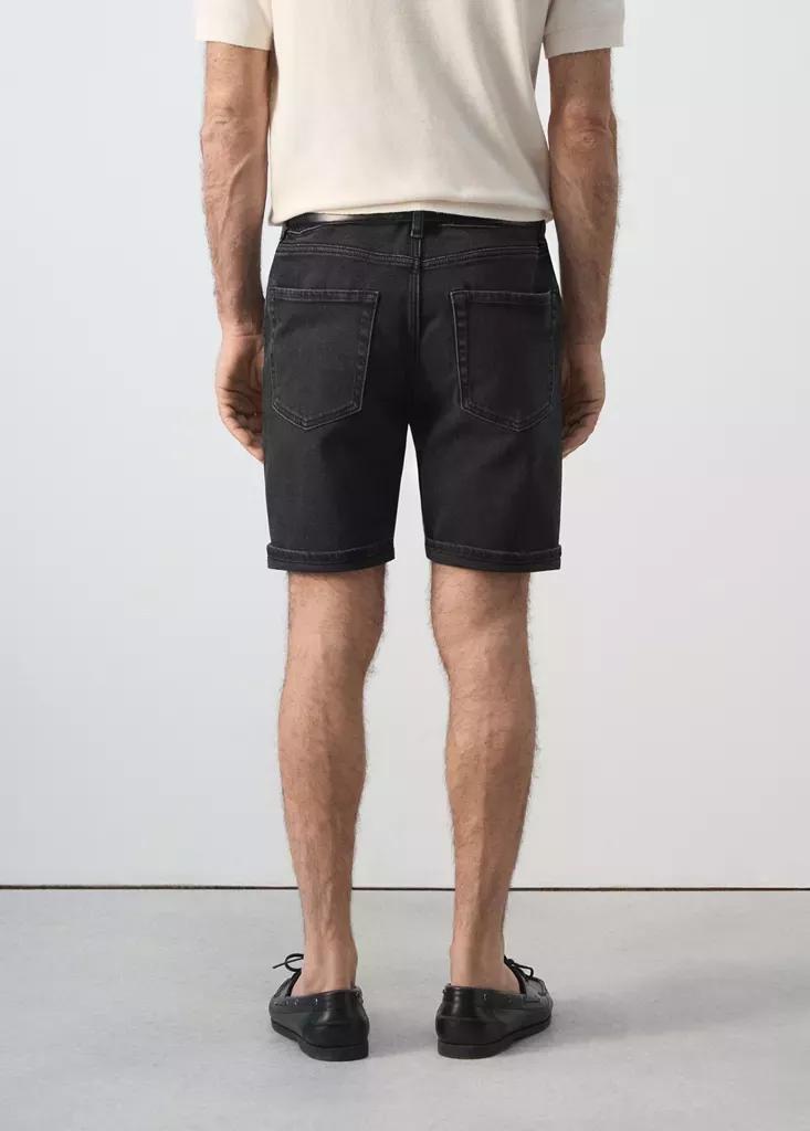 Grey Slim-Fit Turn-Up Bermuda Shorts, Open Grey, large image number 2