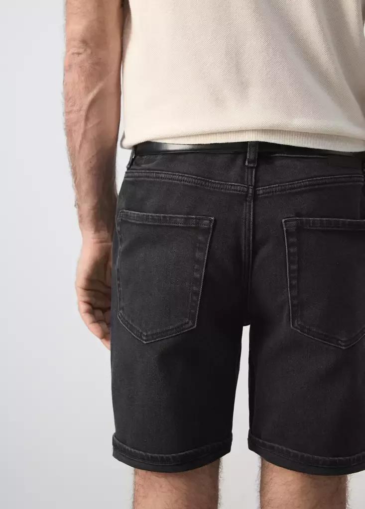 Grey Slim-Fit Turn-Up Bermuda Shorts, Open Grey, large image number 4