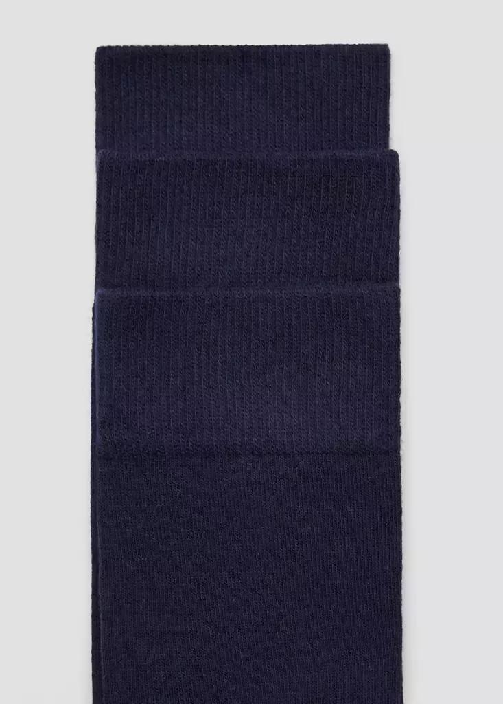 Navy Long Cotton Socks, Set Of 3, Navy, medium