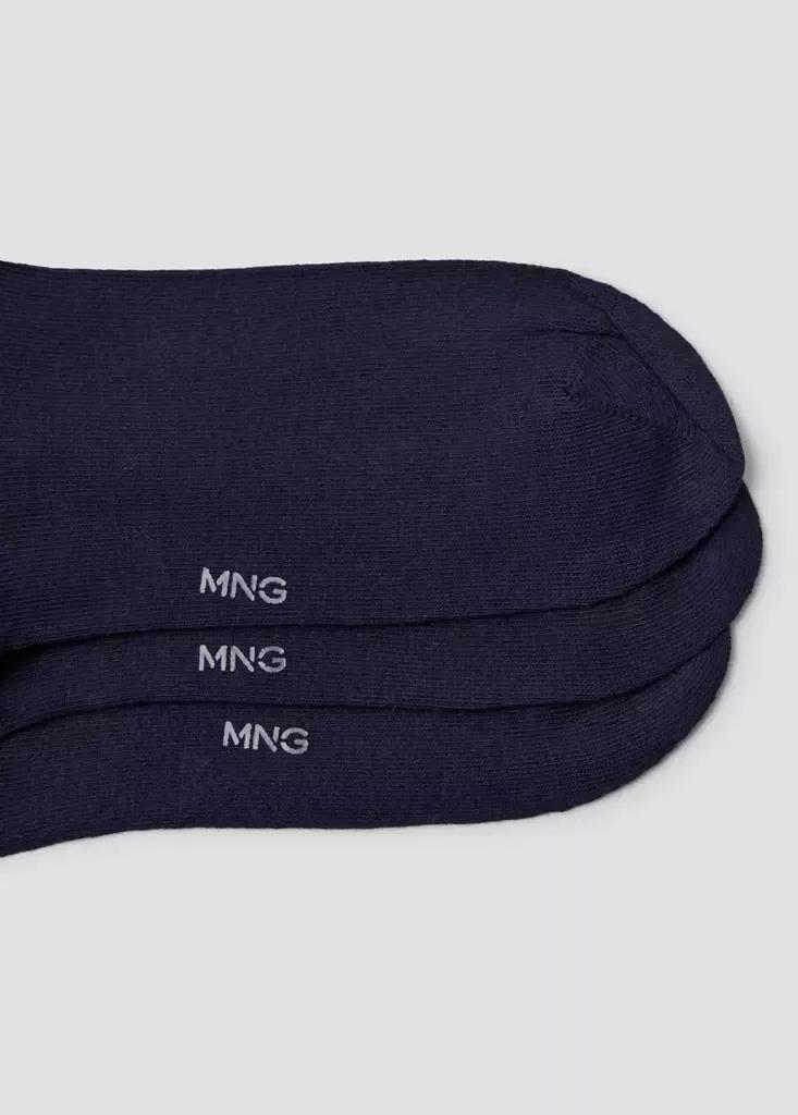 Navy Long Cotton Socks, Set Of 3, Navy, medium