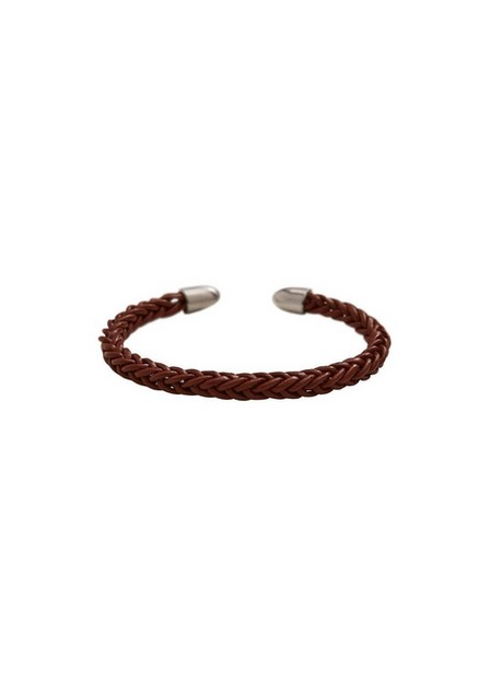 Mango - medium brown Braided leather bracelet