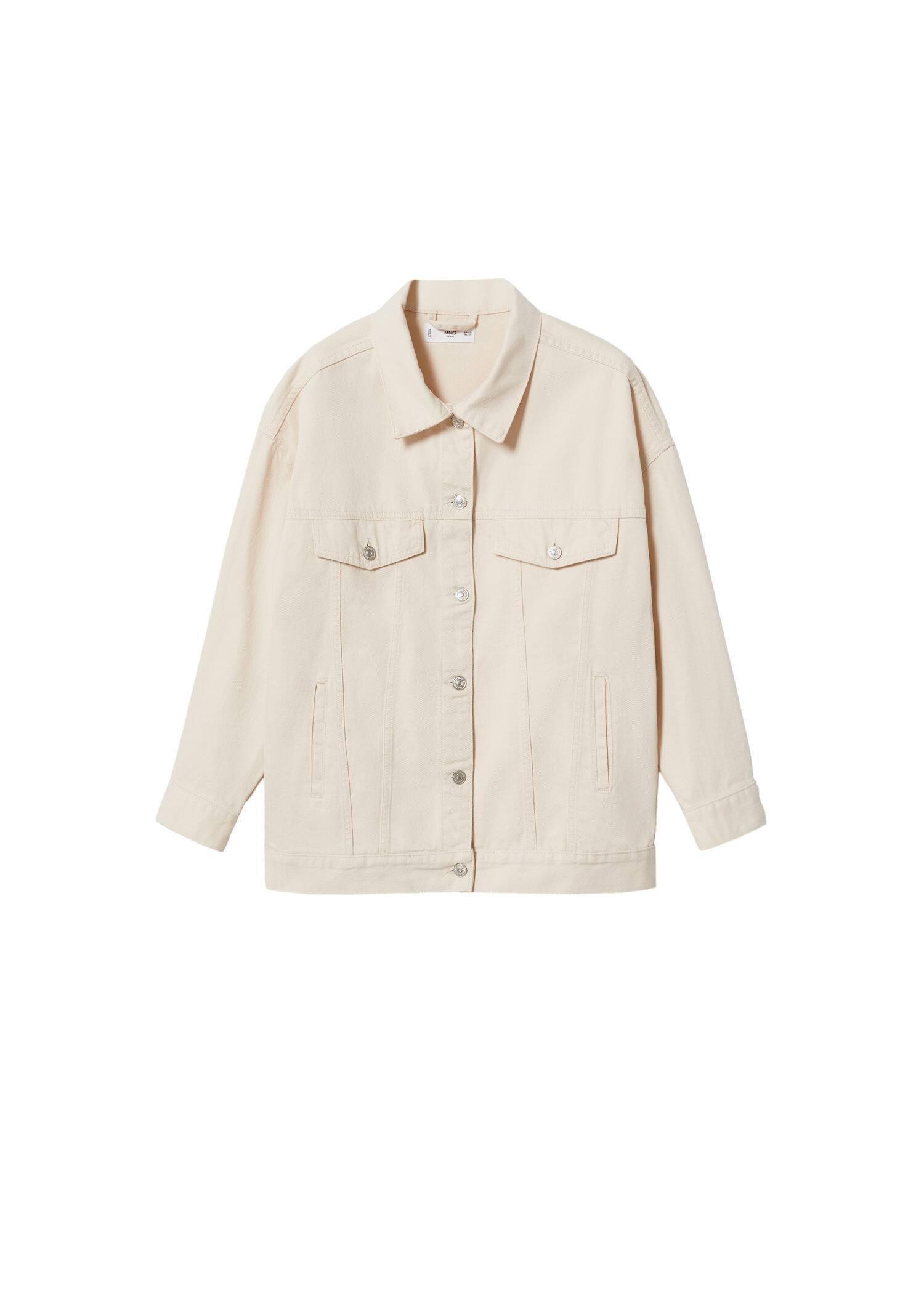 Beige Oversize Denim Jacket, , large image number 3