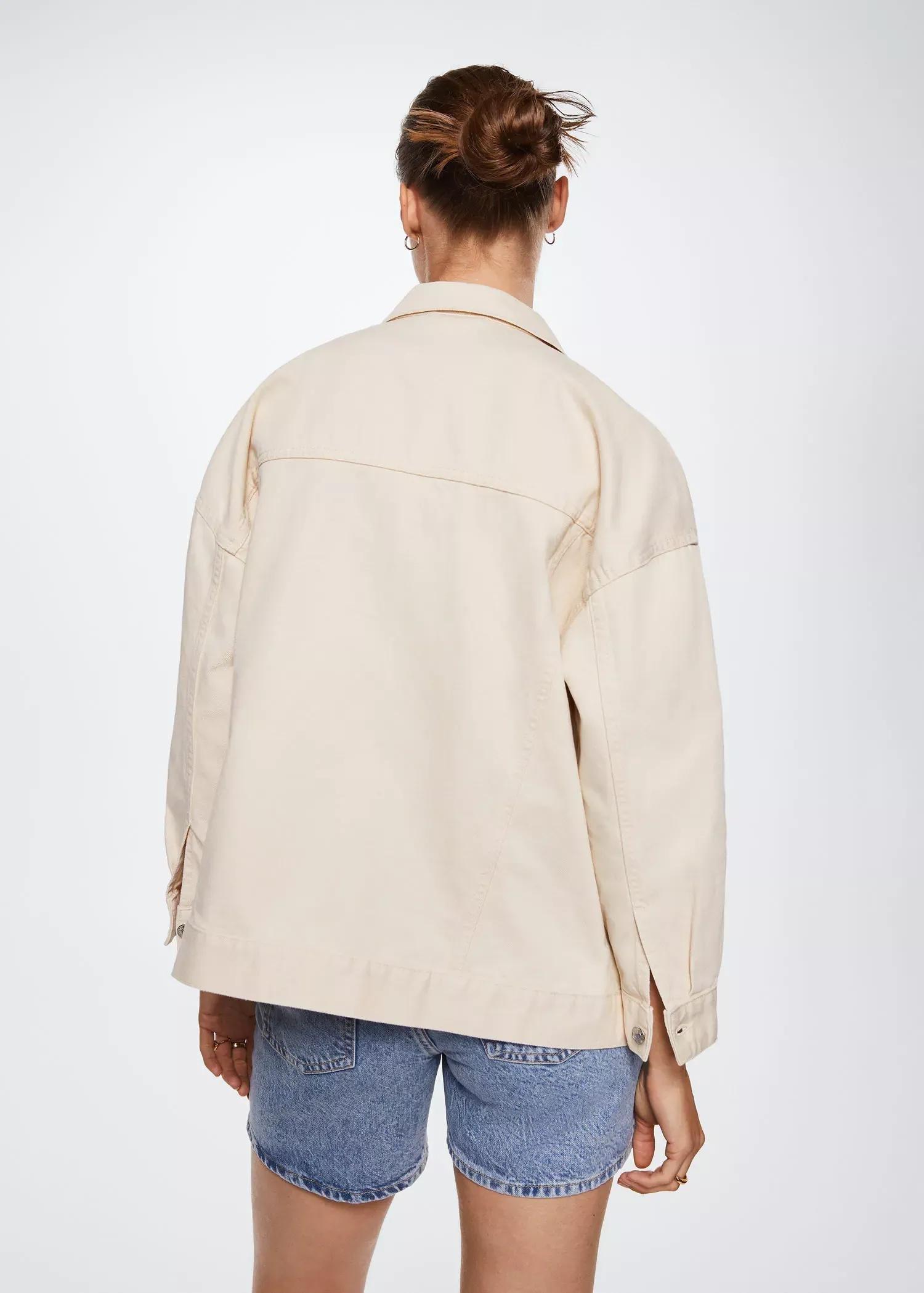 Beige Oversize Denim Jacket, , large image number 6