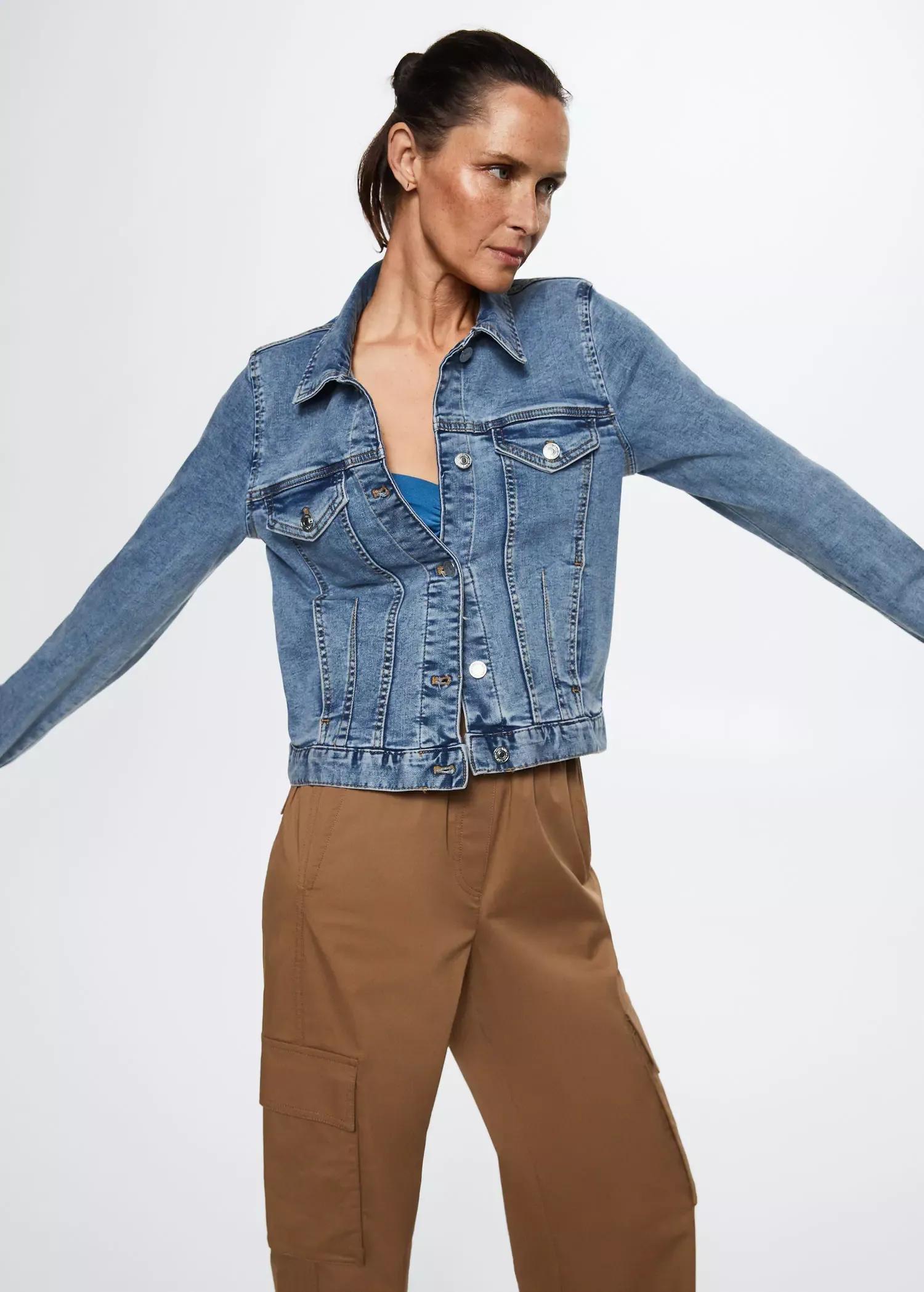 Blue Pocketed Denim Jacket, , large image number 1