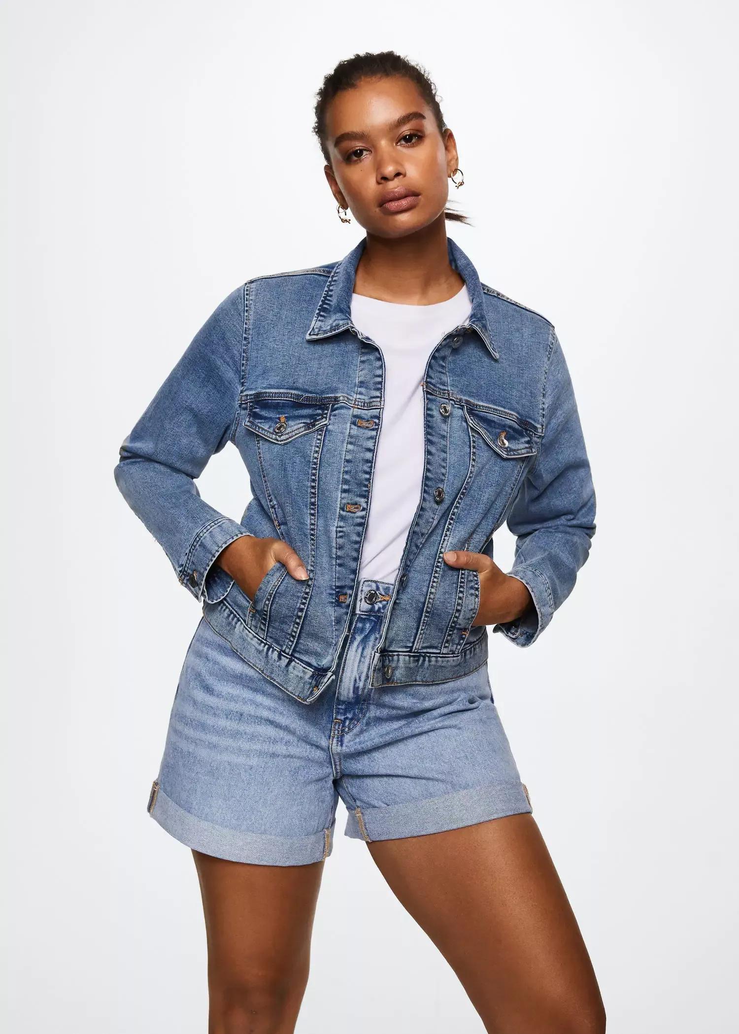 Blue Pocketed Denim Jacket, , large image number 5