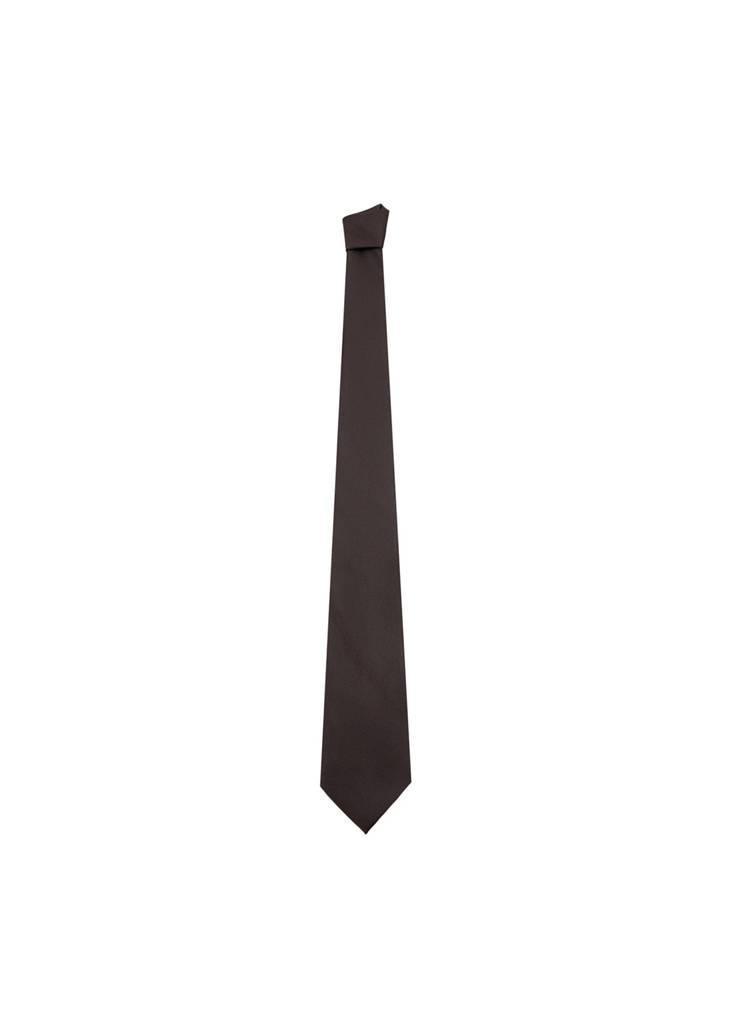 Brown Plain Silk Tie, Brown, large image number 0