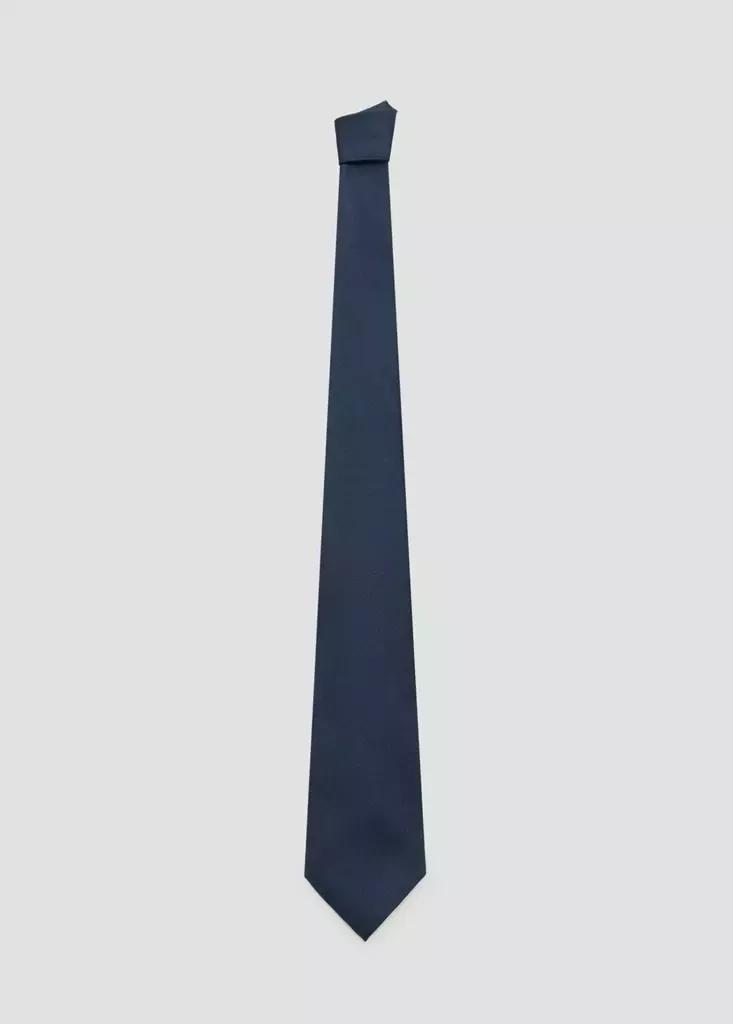 Navy Plain Silk Tie, Navy, medium