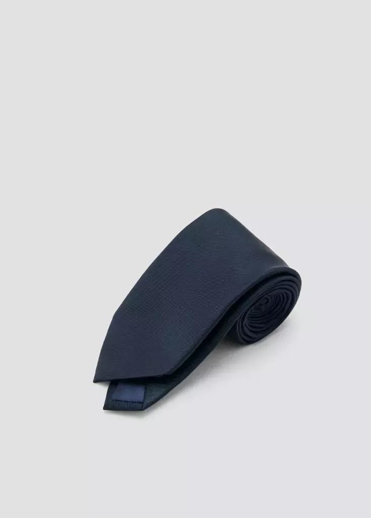 Navy Plain Silk Tie, Navy, large image number 2