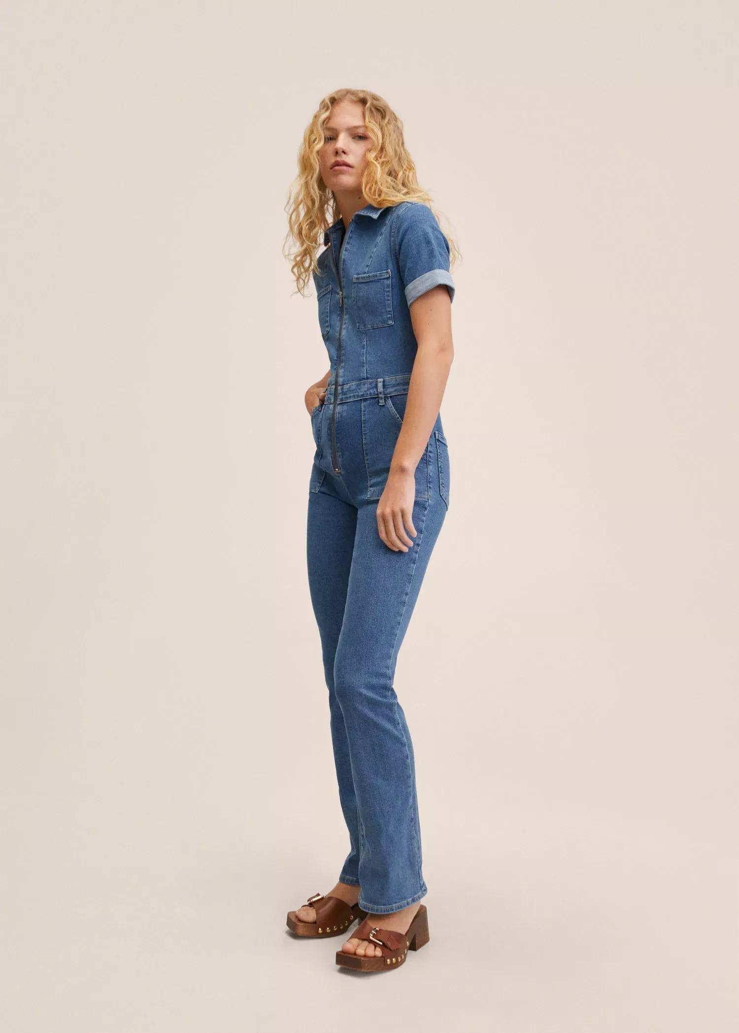 Blue Denim Zipper Jumpsuit, , large image number 1