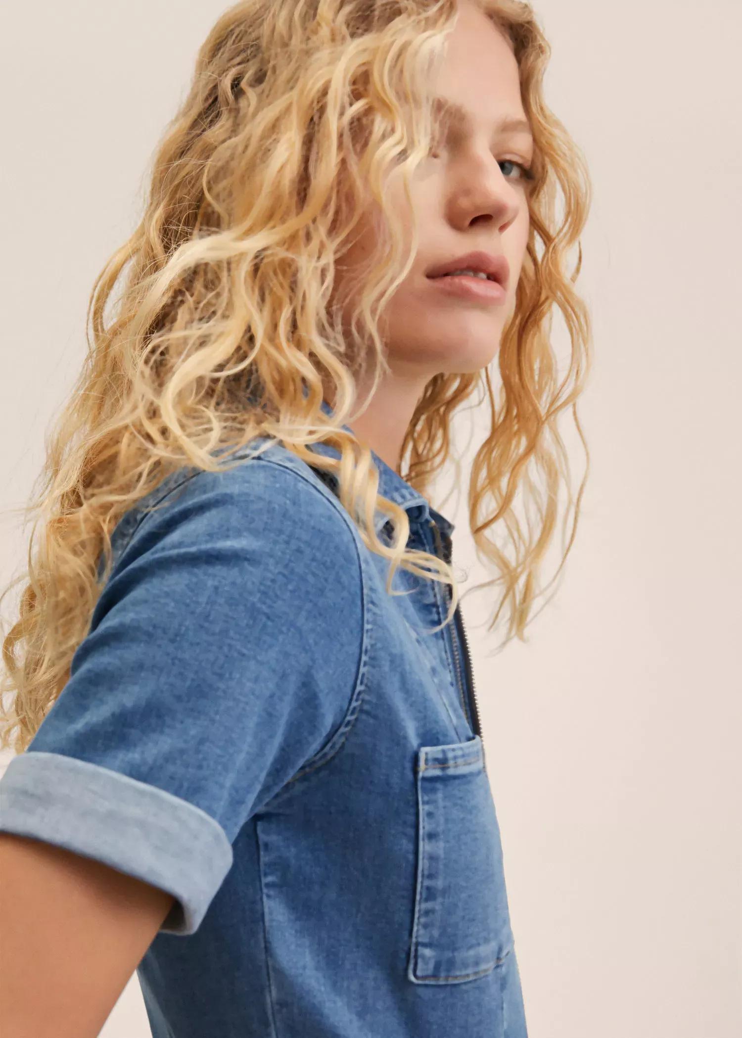 Blue Denim Zipper Jumpsuit, , large image number 2