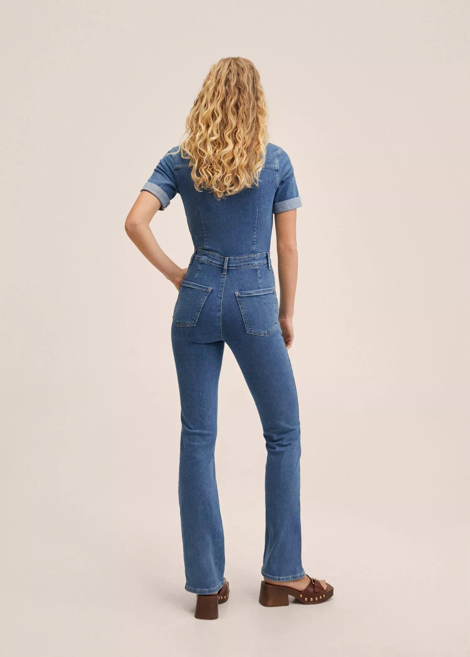 Blue Denim Zipper Jumpsuit, , large image number 7