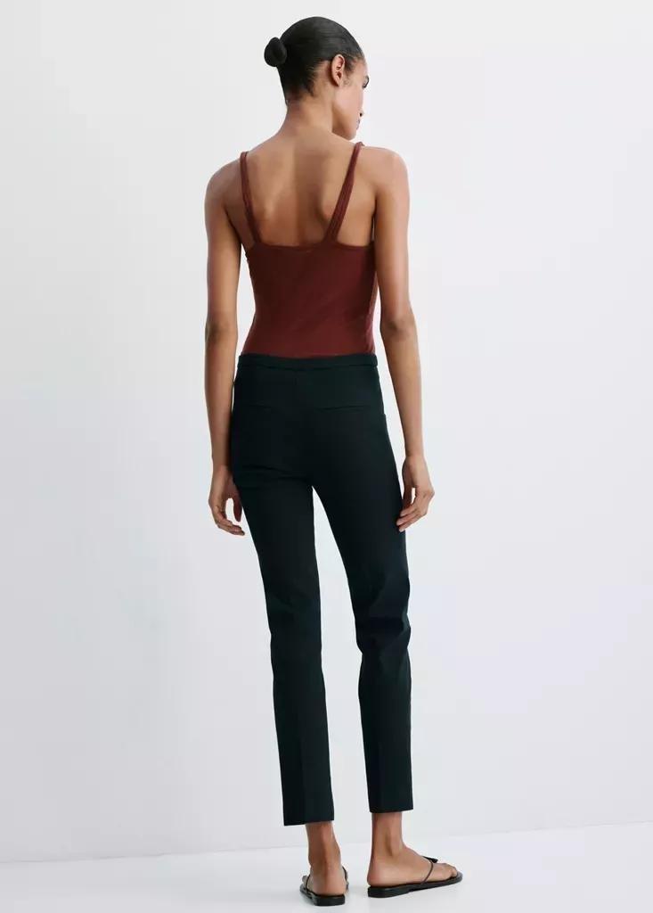 Navy Straight-Cut Crop Trousers, Navy, medium