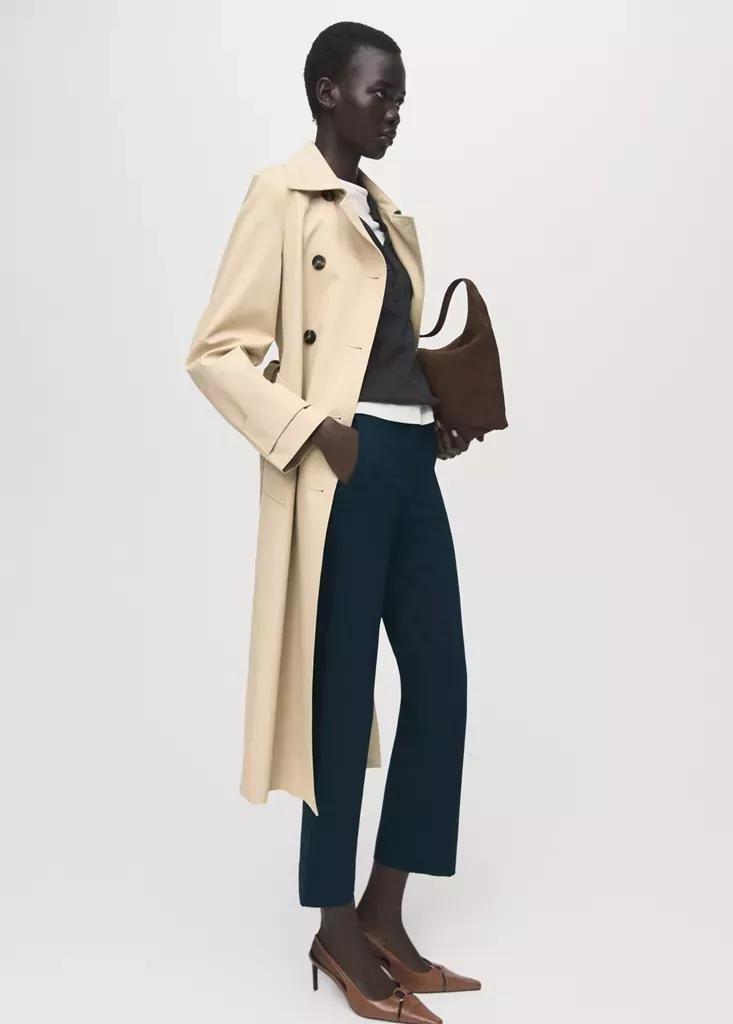Navy Straight-Cut Crop Trousers, Navy, large image number 4