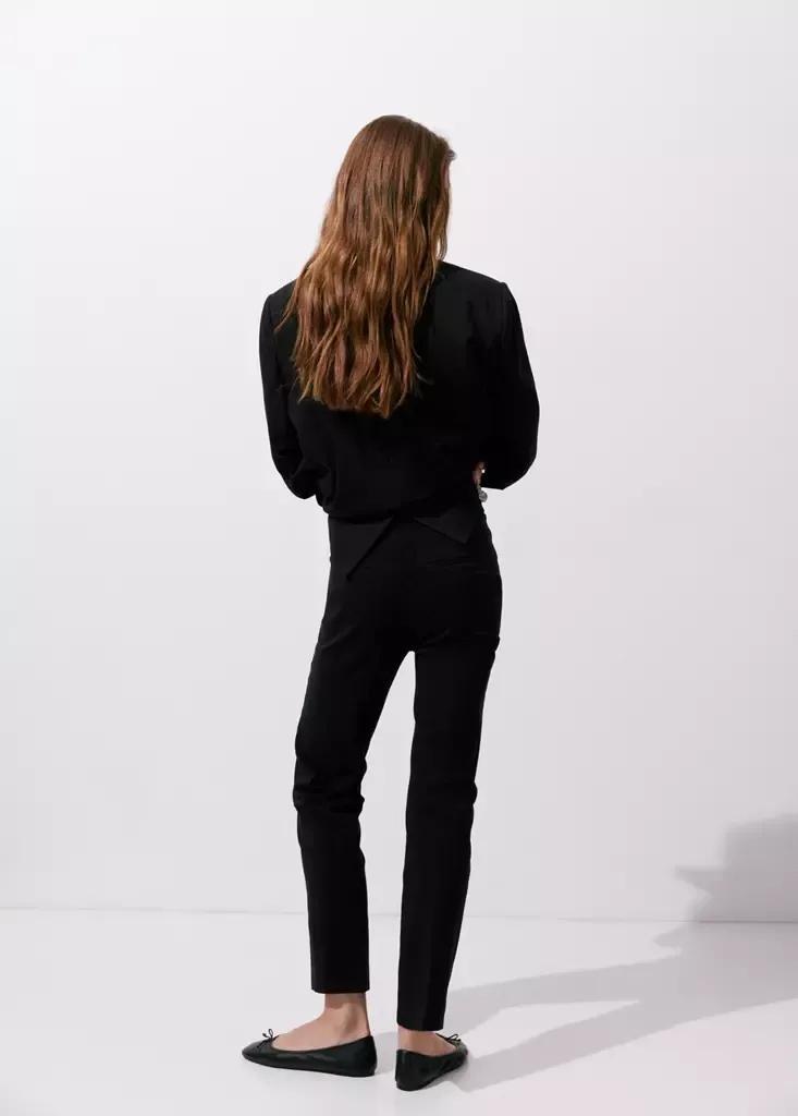Black Straight-Cut Crop Trousers, Black, large image number 1