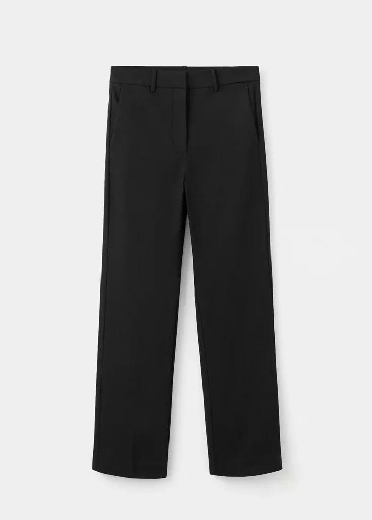 Black Straight-Cut Crop Trousers, Black, large image number 4
