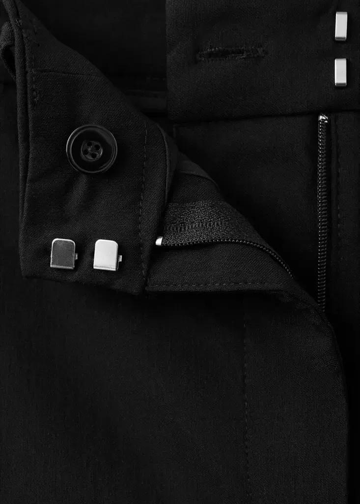 Black Straight-Cut Crop Trousers, Black, large image number 5