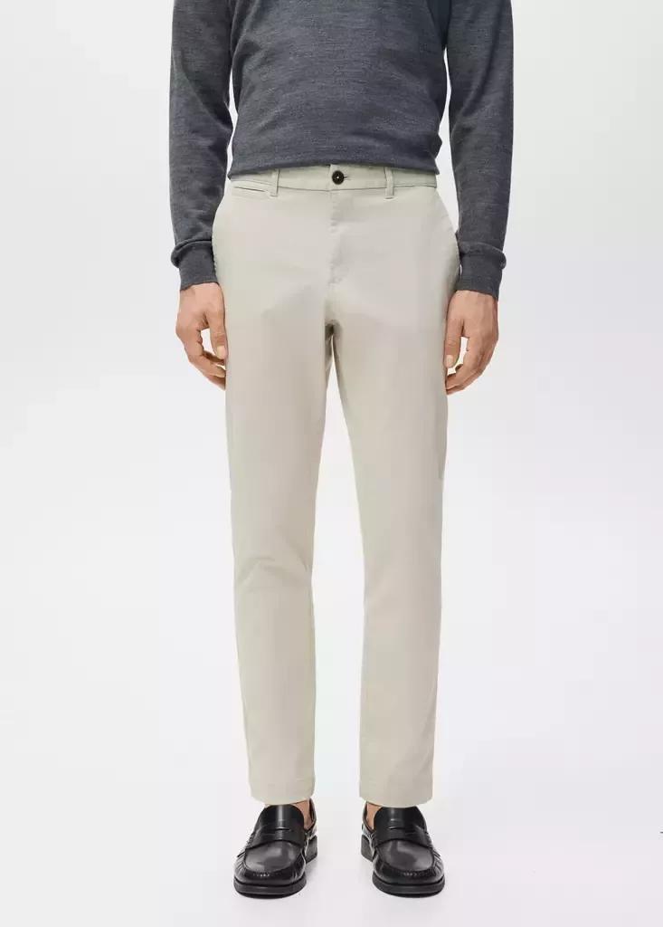 Beige Prato Cropped Tapered Chino Trousers, Light Beige, medium