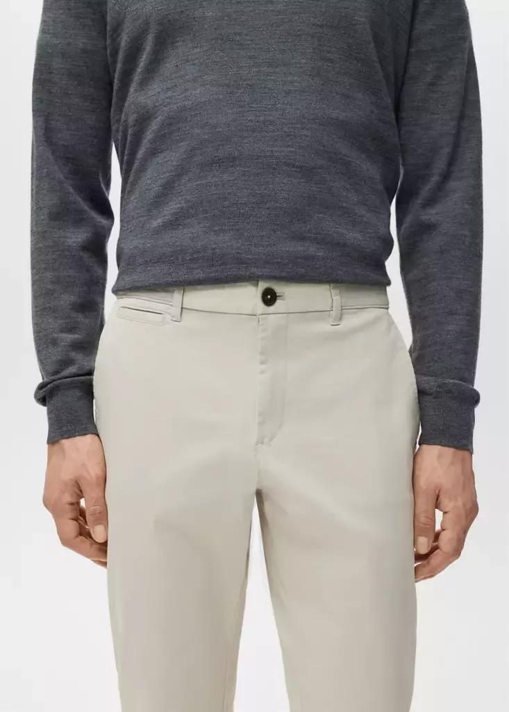 Beige Prato Cropped Tapered Chino Trousers, Light Beige, medium