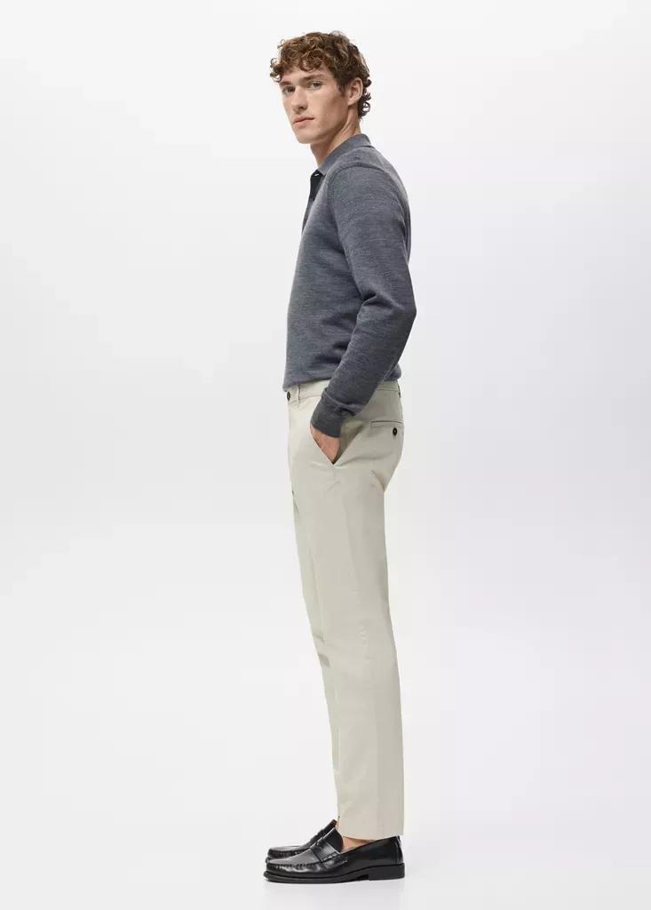 Beige Prato Cropped Tapered Chino Trousers, Light Beige, large image number 4