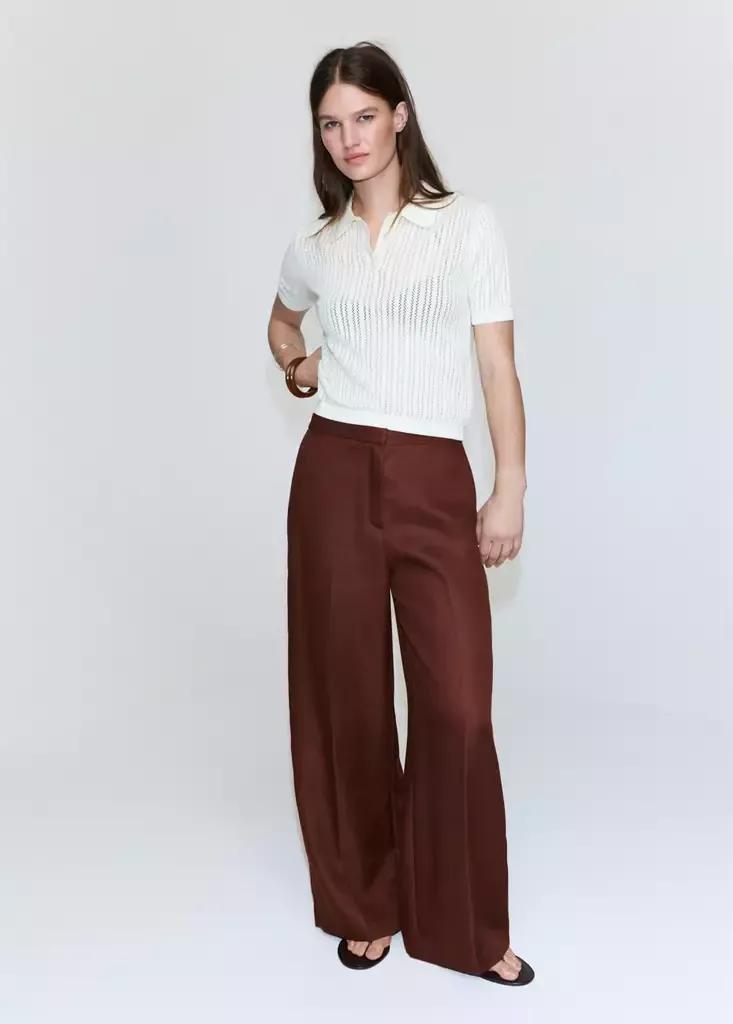 Orange High-Waisted Lyocell Trousers, Medium Orange, large image number 0
