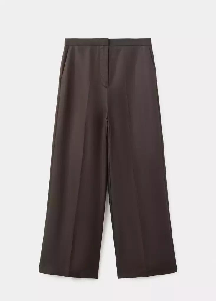 Brown High-Waisted Lyocell Trousers, Dark Brown, large image number 5