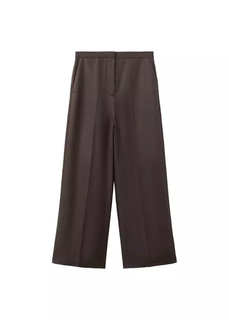 Brown High-Waisted Lyocell Trousers, Dark Brown, large image number 8