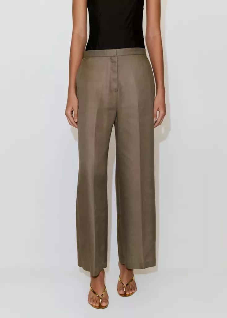Beige High-Waisted Lyocell Trousers, Beige - Khaki, medium
