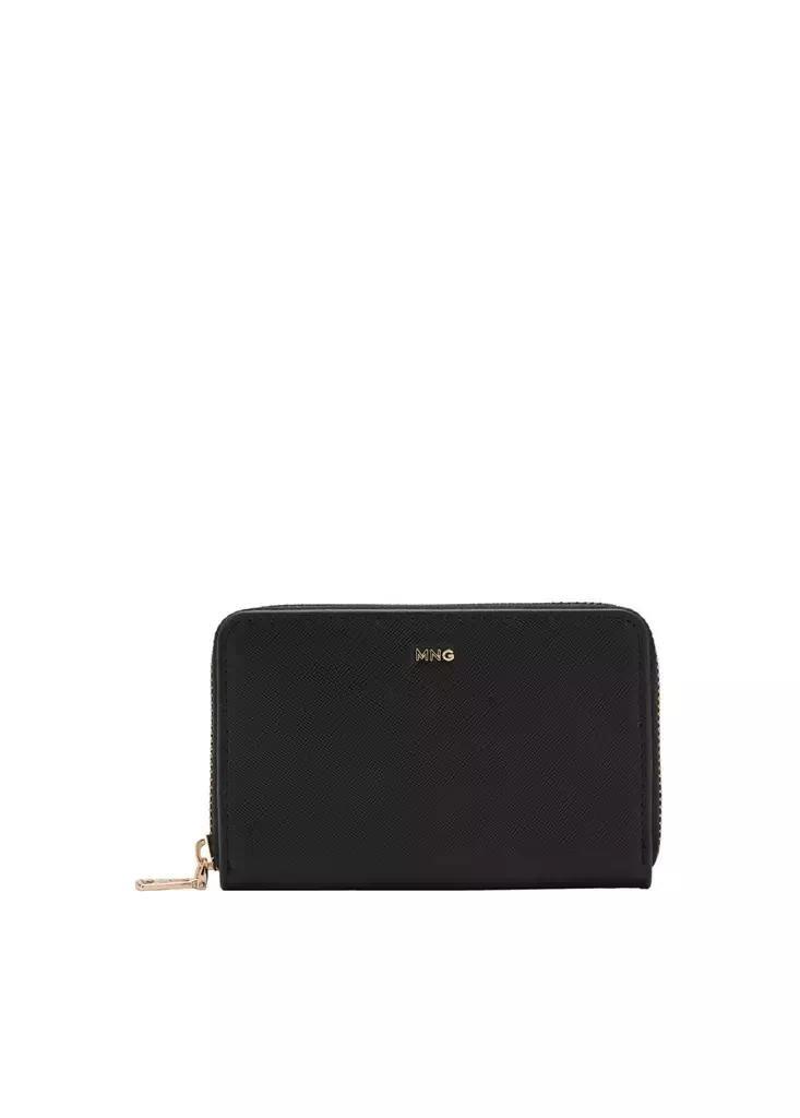 Black Wallet With Saffiano Effect, Black, medium