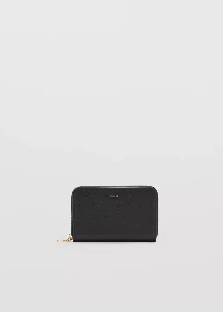 Black Wallet With Saffiano Effect, Black, medium