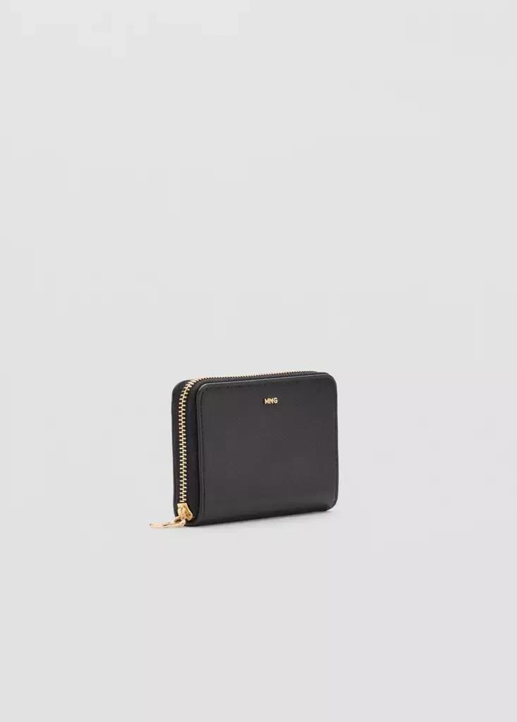 Black Wallet With Saffiano Effect, Black, medium