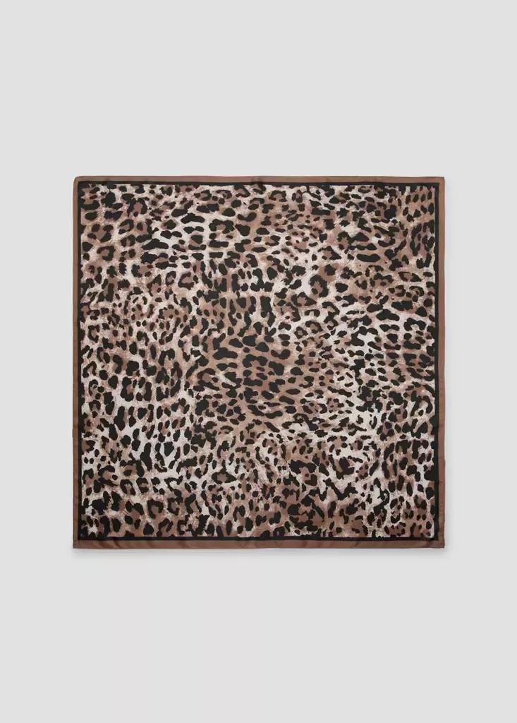 Brown Animal Print Scarf, Brown, large image number 0