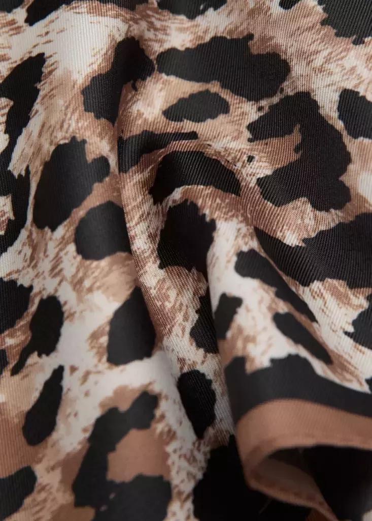 Brown Animal Print Scarf, Brown, large image number 1