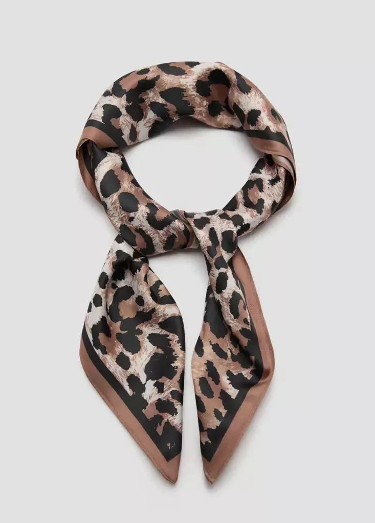 Brown Animal Print Scarf, Brown, large image number 2