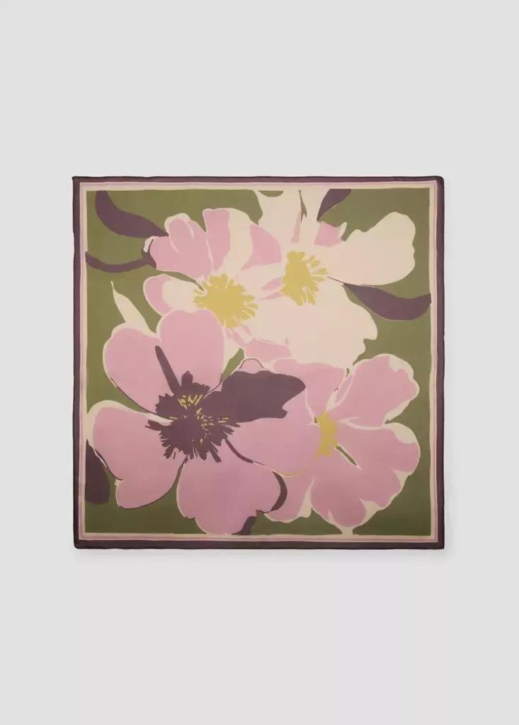 Pink Floral Print Scarf, Pink, medium
