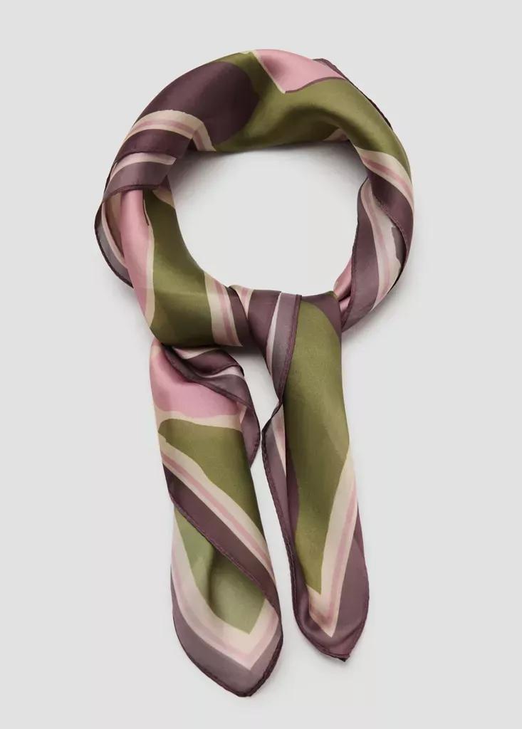 Pink Floral Print Scarf, Pink, medium