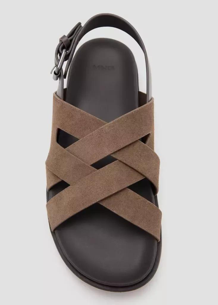 Brown Suede Leather Sandals With Crossed Straps, Medium Brown, large image number 4