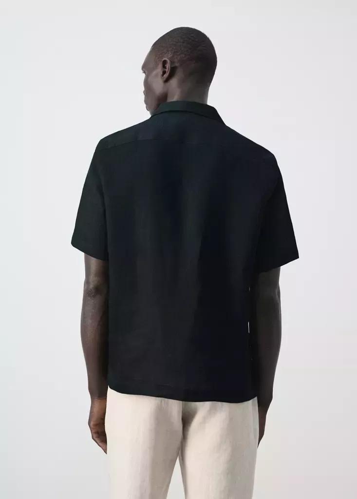 Navy Regular-Fit Linen Shirt, Navy, medium