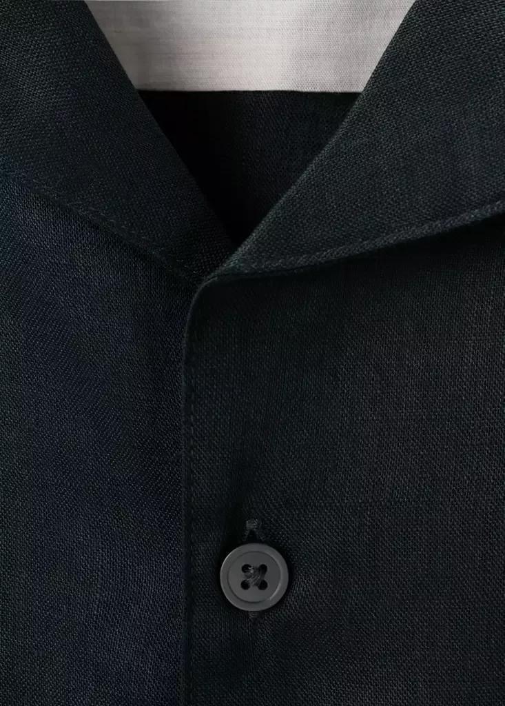 Navy Regular-Fit Linen Shirt, Navy, large image number 5