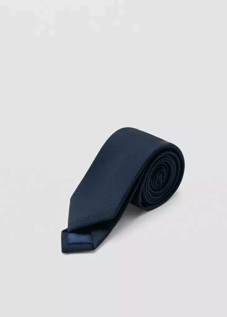 Navy Smooth Micro-Structured Tie, Navy, medium