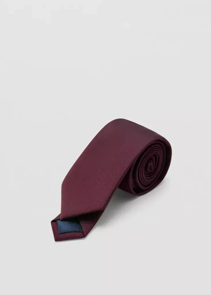 Red Smooth Micro-Structured Tie, Dark Red, medium